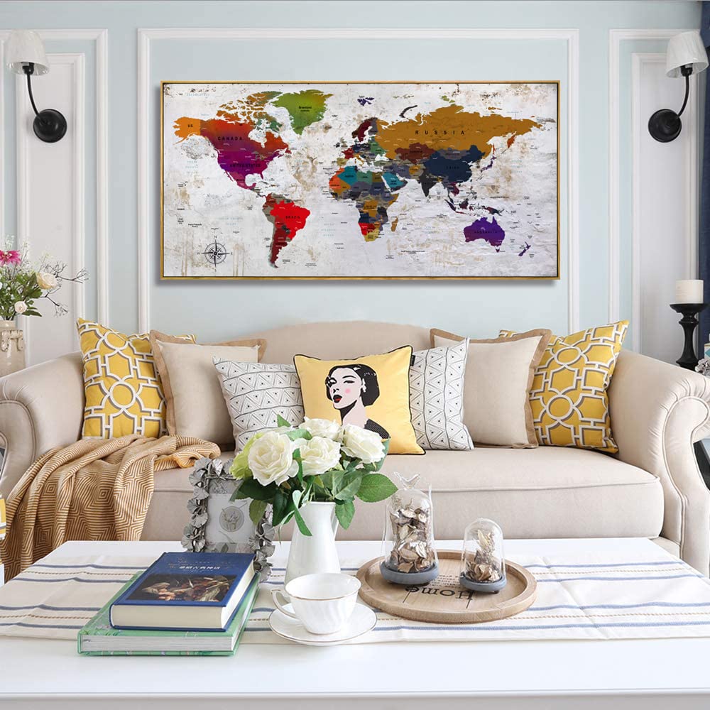 Amazon.co.jp: 額入りウォールアート 世界地図 ウォールアート